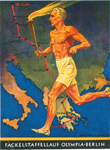 The Olympic Flames route, from Olympia to Berlin.